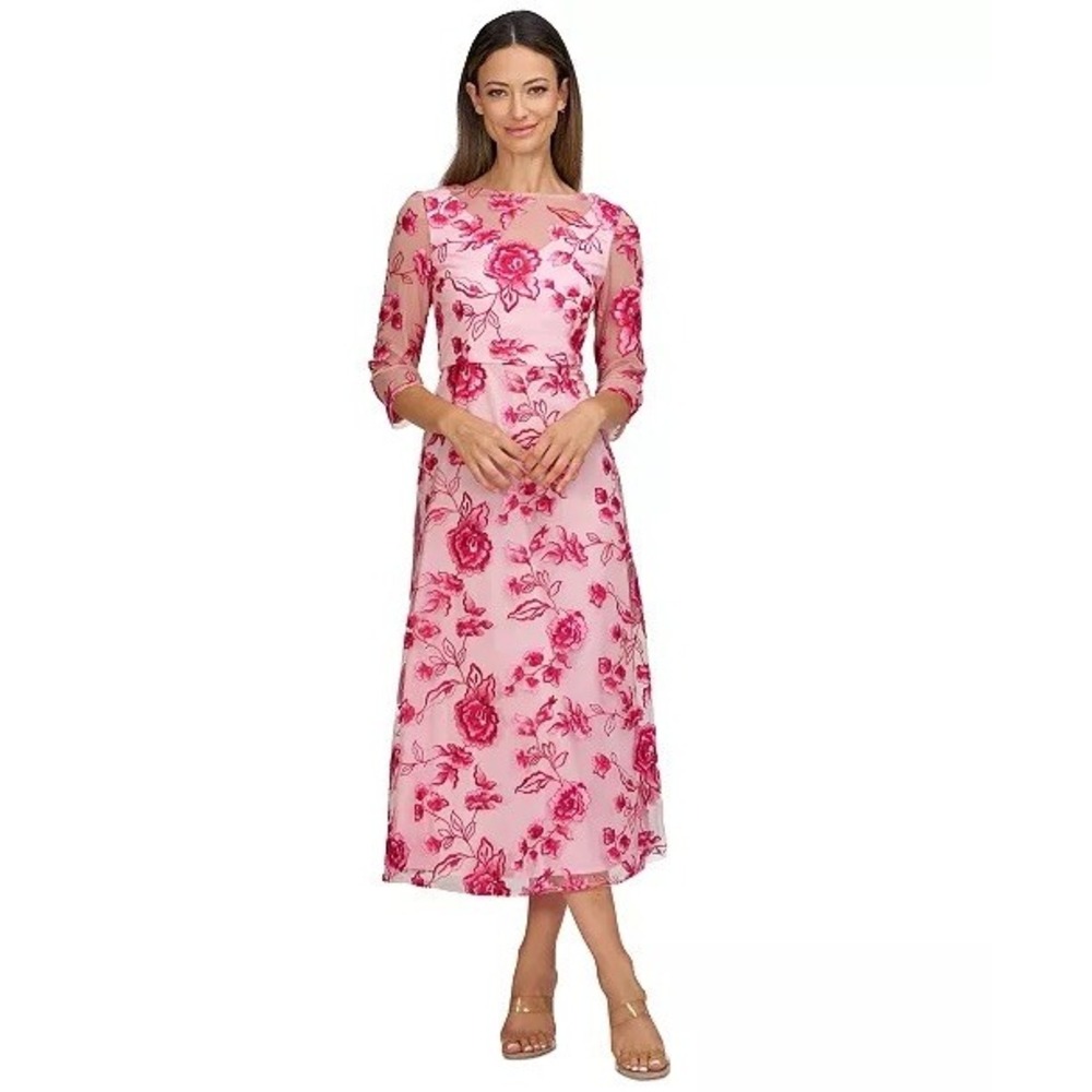 NWT JS Collections Women's Nadine Embroidered 3/4-Sleeve Party Dress16 $268